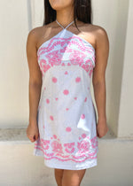 EMBROIDERED HALTER MINI DRESS- LT.BLUE