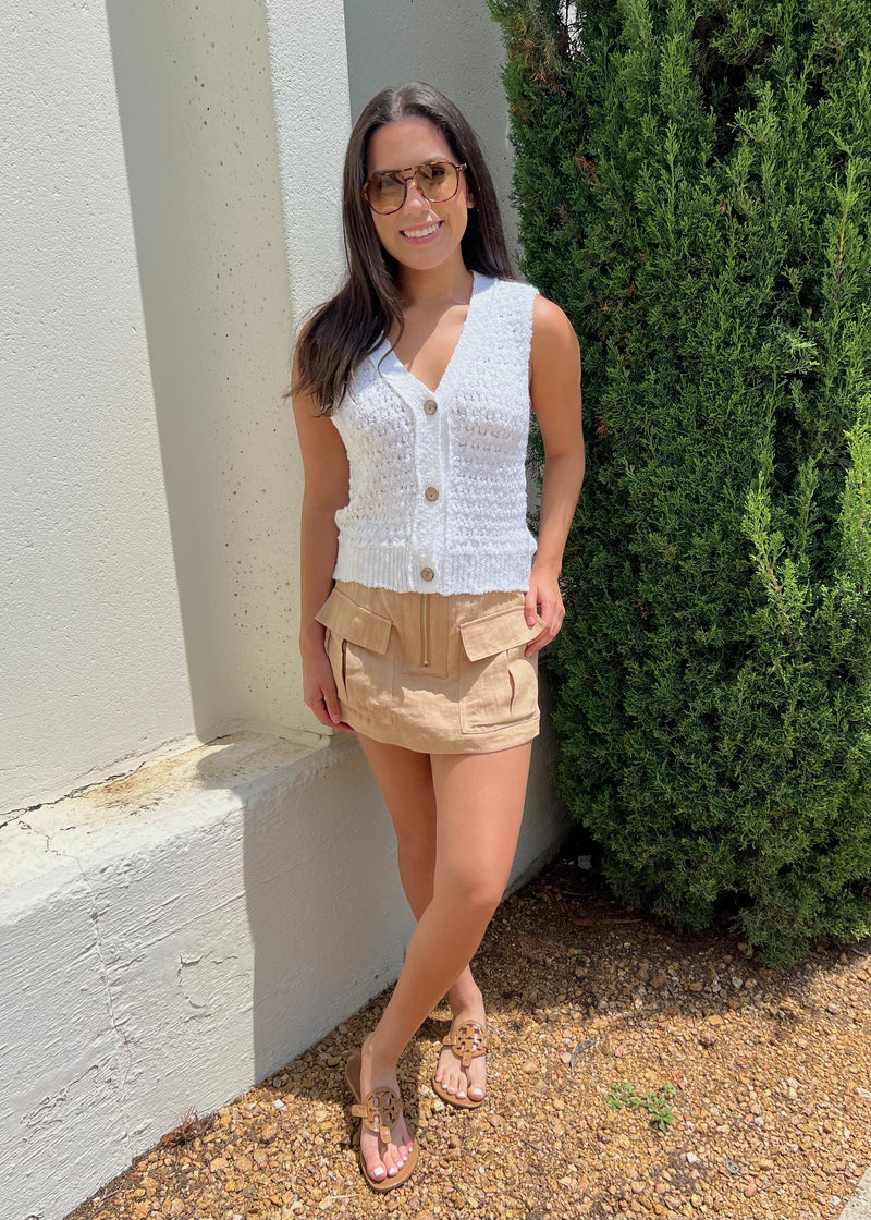 MABEL POCKET SKIRT- TAUPE