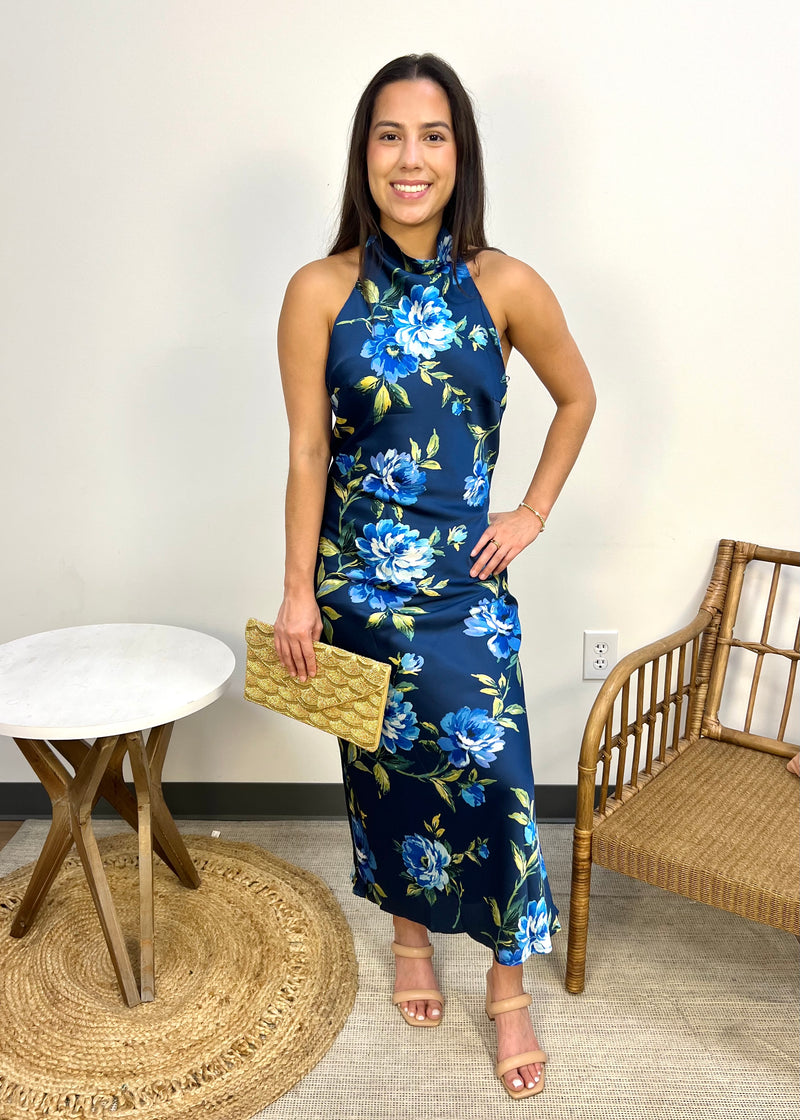INSIGNIA FLORAL MAXI DRESS- BLUE
