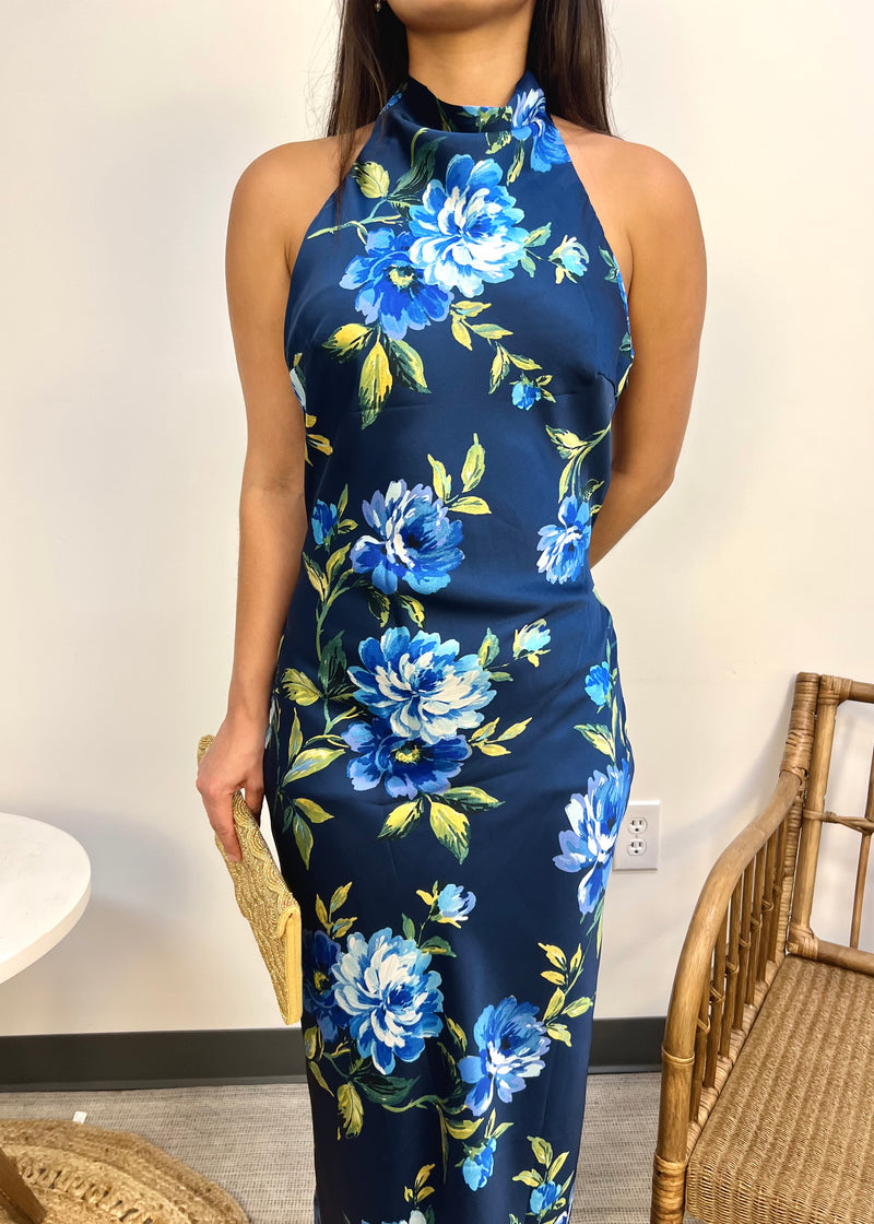 INSIGNIA FLORAL MAXI DRESS- BLUE