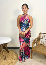 FINESSE TROPICAL MAXI DRESS- FUCHSIA