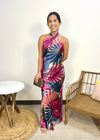 FINESSE TROPICAL MAXI DRESS- FUCHSIA