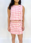 GINGHAM SCALLOPED TOP- PINK