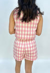GINGHAM SCALLOPED TOP- PINK