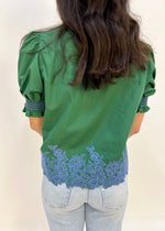 EMBROIDERED HEM TOP- GREEN