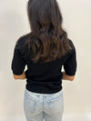 KNIT GOLD TWIST BUTTONS TOP- BLACK