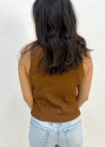 WASHED TWILL VEST- TOFFEE