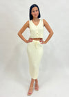 RIBBED KNIT MIDI SKIRT- CREAM
