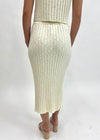 RIBBED KNIT MIDI SKIRT- CREAM
