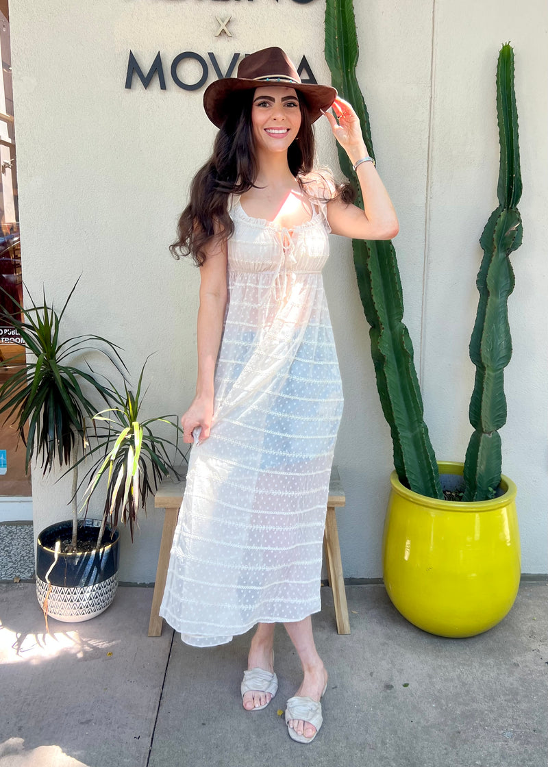 SHEER CHIFFON DRESS- CREAM