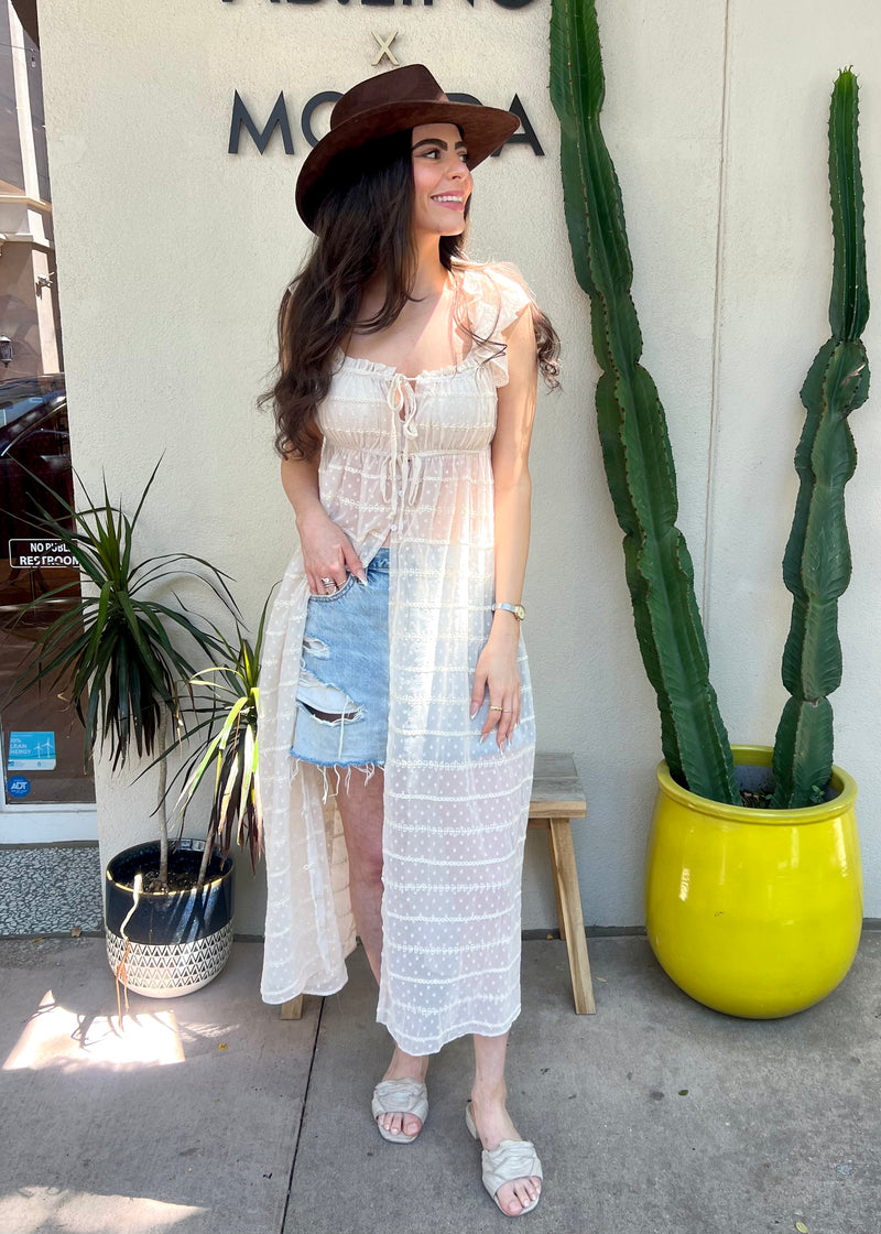 SHEER CHIFFON DRESS- CREAM