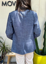 CHAMBRAY DENIM BLAZER- DENIM BLUE