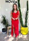 THERE SHE GOES CHIFFON DRESS- RED