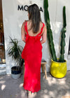 THERE SHE GOES CHIFFON DRESS- RED