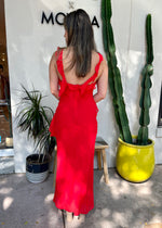 THERE SHE GOES CHIFFON DRESS- RED