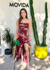 AU REVOIR FLORAL MAXI DRESS- MERLOT