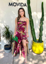 AU REVOIR FLORAL MAXI DRESS- MERLOT