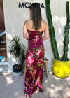 AU REVOIR FLORAL MAXI DRESS- MERLOT