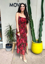 LUREX FLORAL TIERED MAXI DRESS- BURGUNDY