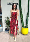 LUREX FLORAL TIERED MAXI DRESS- BURGUNDY