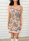 SCARF PRINT MINI DRESS- MULTI