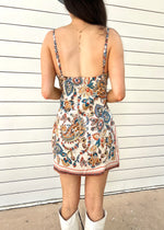 SCARF PRINT MINI DRESS- MULTI