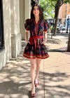 FLORAL PATTERN MINI DRESS- BLACK
