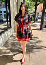 FLORAL PATTERN MINI DRESS- BLACK