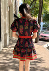 FLORAL PATTERN MINI DRESS- BLACK