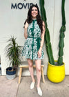 FLORAL EMBROIDERED MINI DRESS- GREEN
