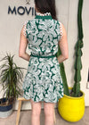 FLORAL EMBROIDERED MINI DRESS- GREEN