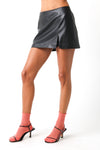 MINI LEATHERETTE MINI SKIRT- BLACK