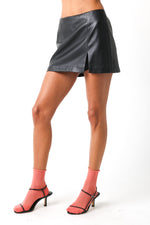 MINI LEATHERETTE MINI SKIRT- BLACK