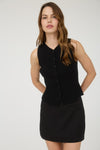 RIBBED KNIT VEST- BLACK