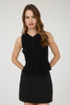 RIBBED KNIT VEST- BLACK