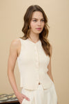 RIBBED KNIT VEST- IVORY