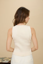 RIBBED KNIT VEST- IVORY