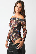 ADA MESH BODYSUIT- BROWN MULTI