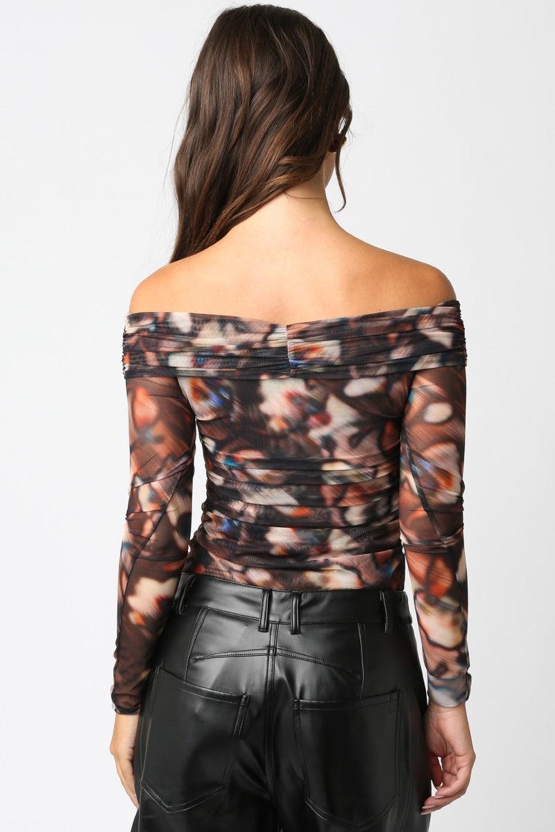 ADA MESH BODYSUIT- BROWN MULTI