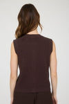 GOLD BUTTON KNIT VEST- BROWN