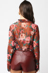 DEJA FLORAL MESH TOP- RUST PINK