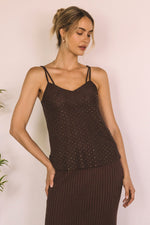 STONE MESH CAMI- CHOCOLATE