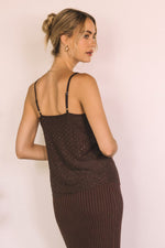 STONE MESH CAMI- CHOCOLATE
