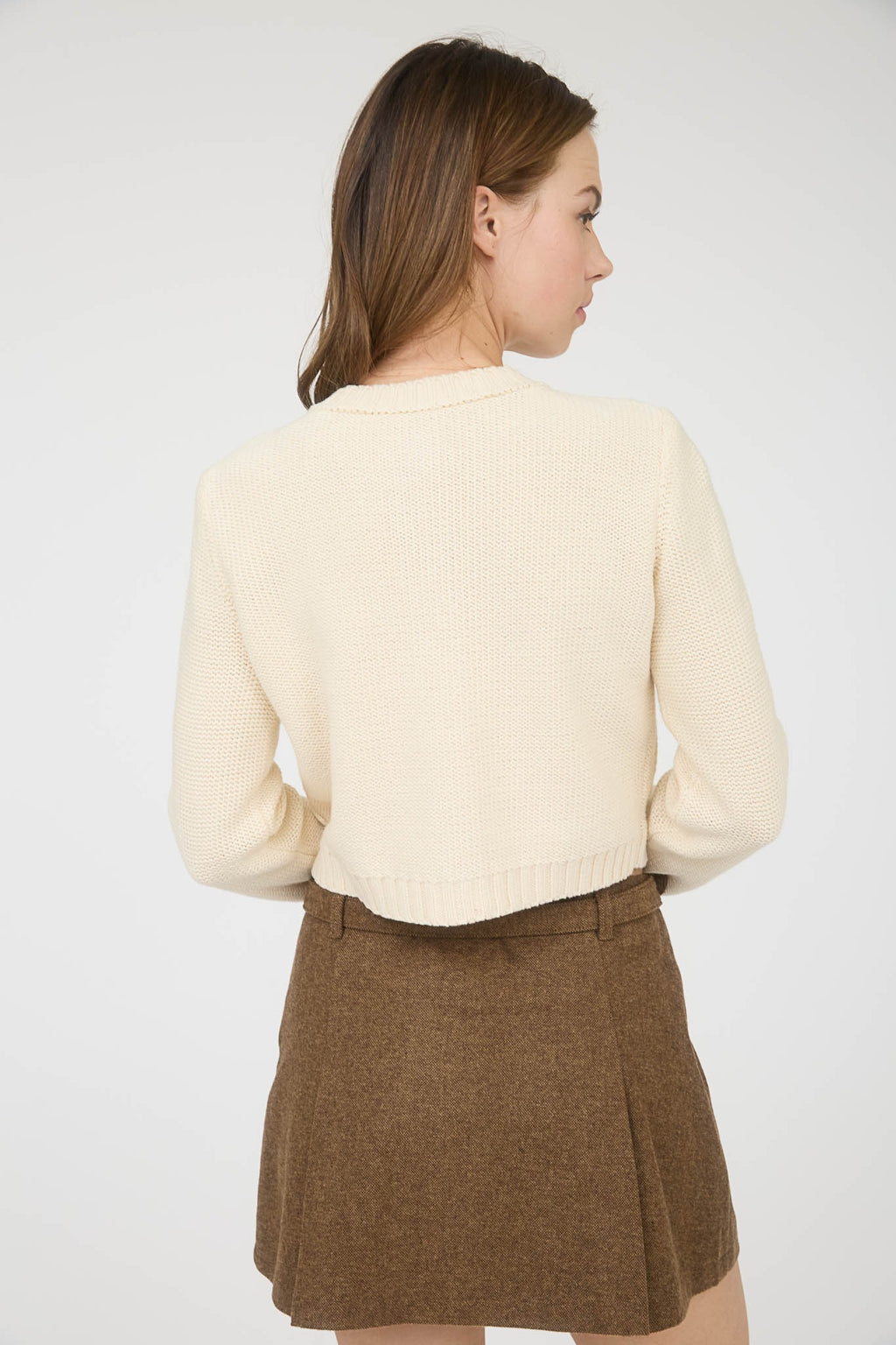 GOLD BUTTON CARDIGAN- CREAM
