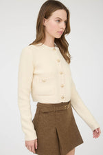 GOLD BUTTON CARDIGAN- CREAM