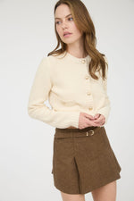 GOLD BUTTON CARDIGAN- CREAM