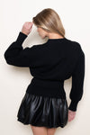 GOLD BUTTON CARDIGAN- BLACK