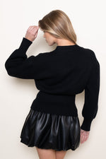 GOLD BUTTON CARDIGAN- BLACK