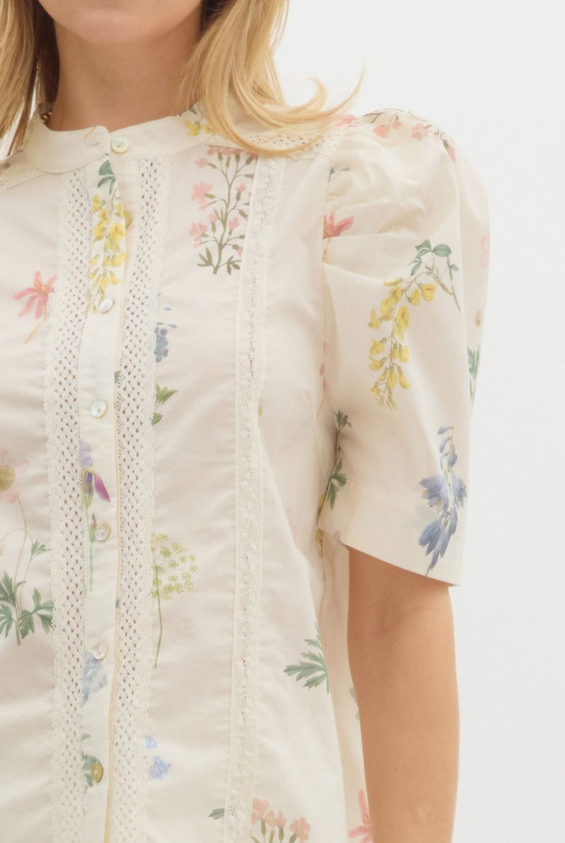 WHIMS FLORAL BLOUSE- CREAM