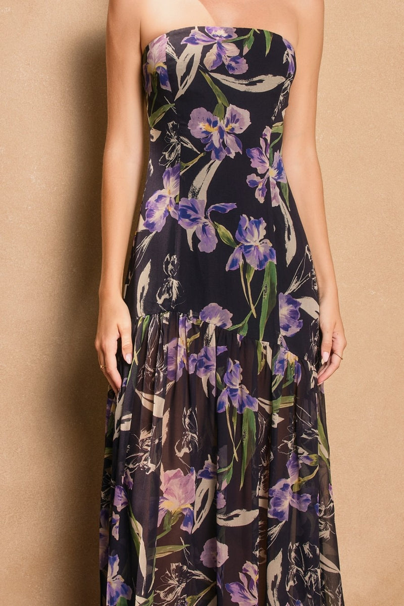MIDNIGHT IRIS MAXI DRESS-BLACK/PURPLE